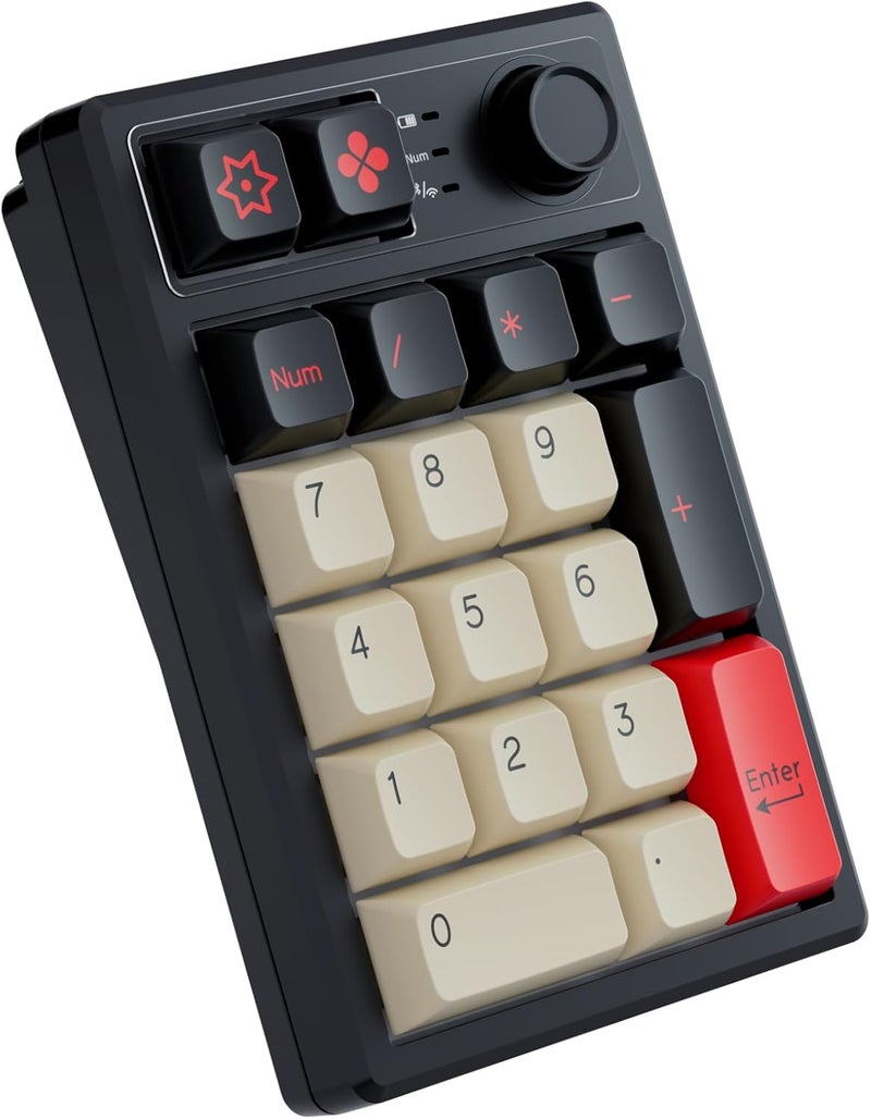 KEYCOOL K19 Wireless Numeric Keyboard, Mechanical Number Keypad Hot-swappable Bluetooth Numpad 5.0/2.4GHz, RGB Multi-Function Knob Numerical Keyboard for Laptop Mac Win iOS Android - Image 3